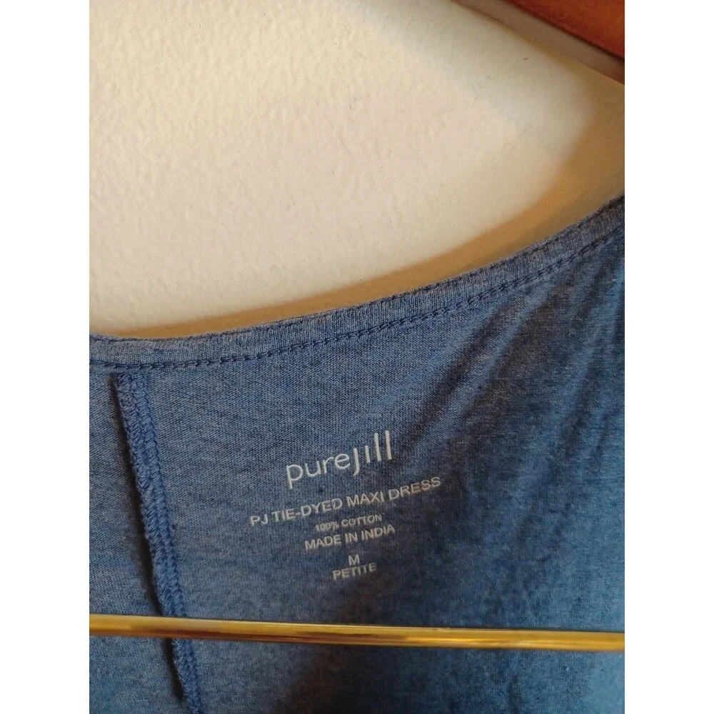 Pure J. Jill Tie Dyed Maxi Dress M Petite Blue Sleeveless Pullover Tank V Neck - Picture 5 of 9